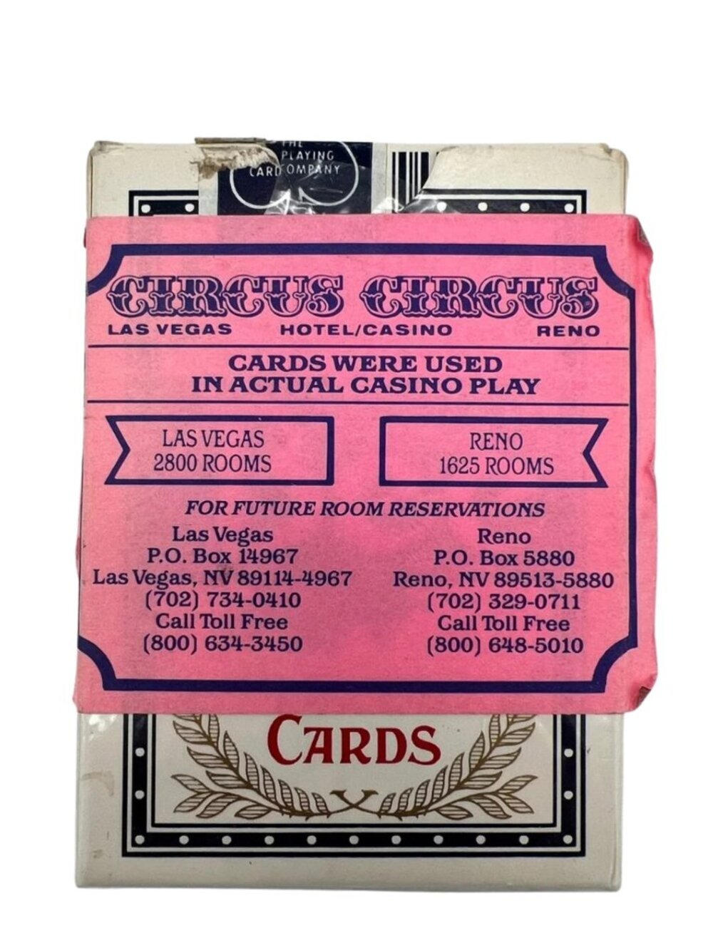 Vintage Circus Circus Hotel/Casino USPCC Playing Cards Deck Used in Casino Play